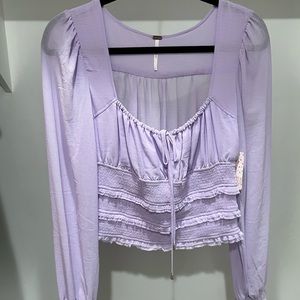 Lilac cropped long sleeve corset style free people top